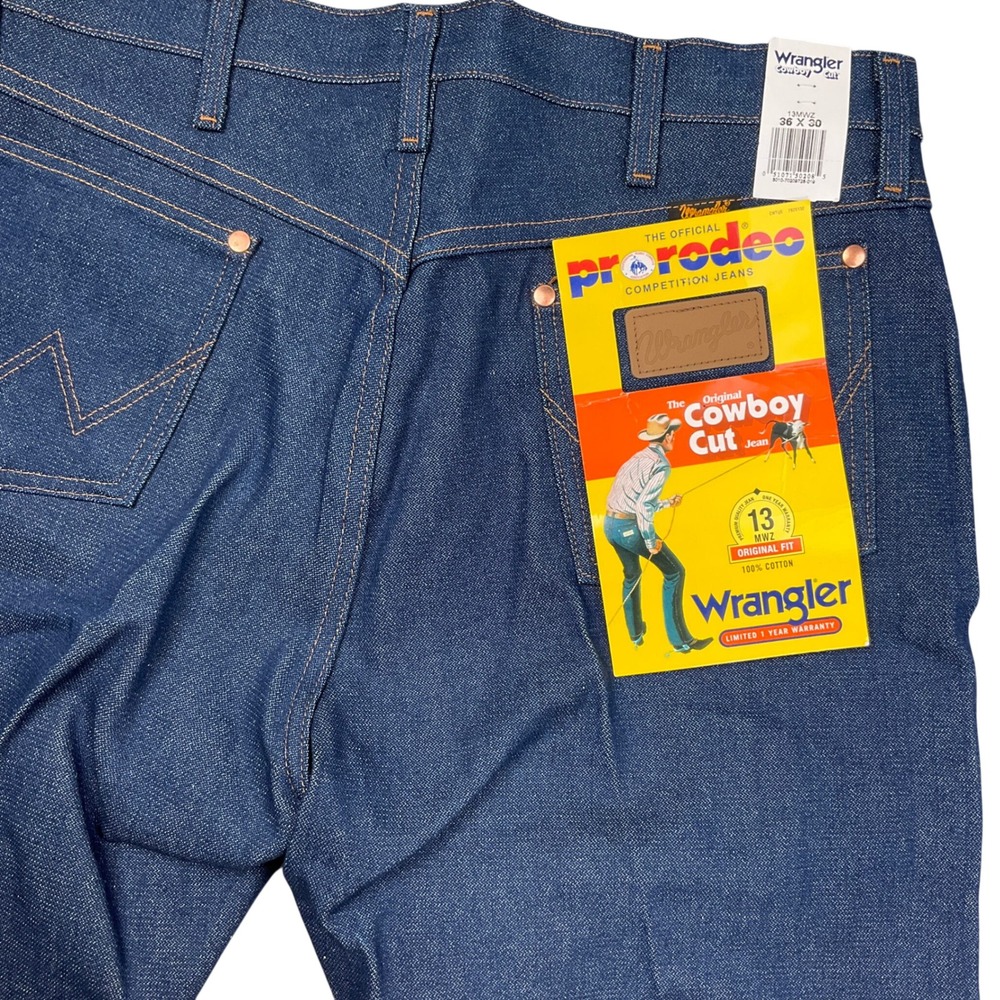 Wrangler Cowboy Cut Jeans Mens 36W 30L Blue 13MWZ Rigid Indigo‎ Original Fit NWT